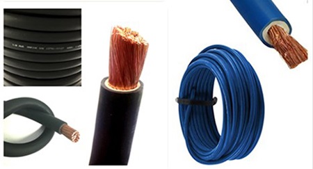 black and blue welding cable