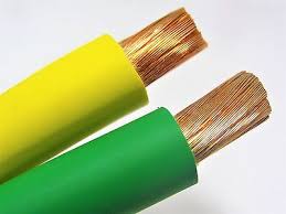 yellow and green welding cable
